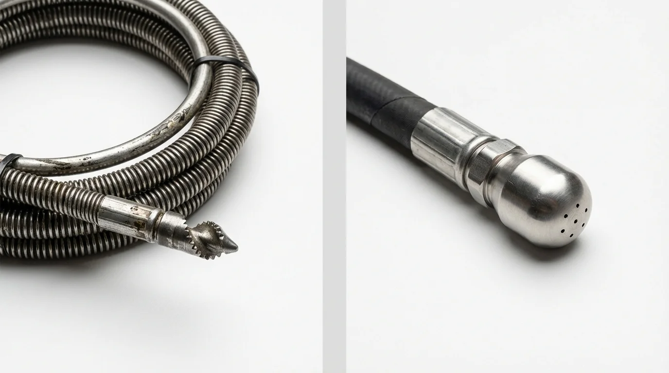 Drain snake cable and hydro jetting nozzle used for drain cleaning in Wray, CO