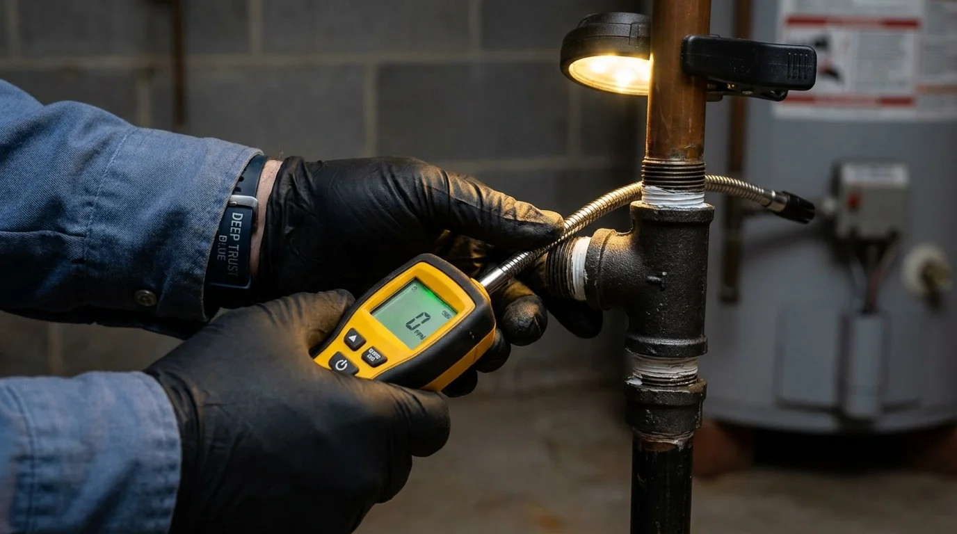 Gas leak detection with electronic sniffer by Johns Plumbing LLC in Wray
